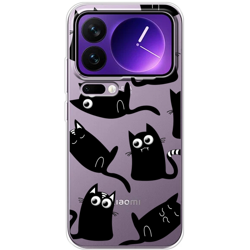 Прозорий чохол BoxFace Xiaomi 17 Pro Max с 3D-глазками Black Kitty