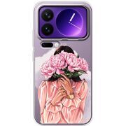 Прозорий чохол BoxFace Xiaomi 17 Pro Max Девушка с Пионами