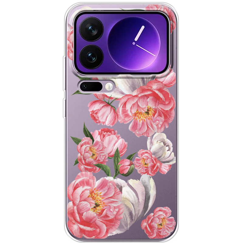 Прозорий чохол BoxFace Xiaomi 17 Pro Max Peony Watercolor Style