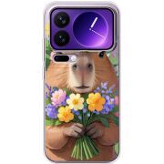 Прозорий чохол BoxFace Xiaomi 17 Pro Max Капибара з квітами