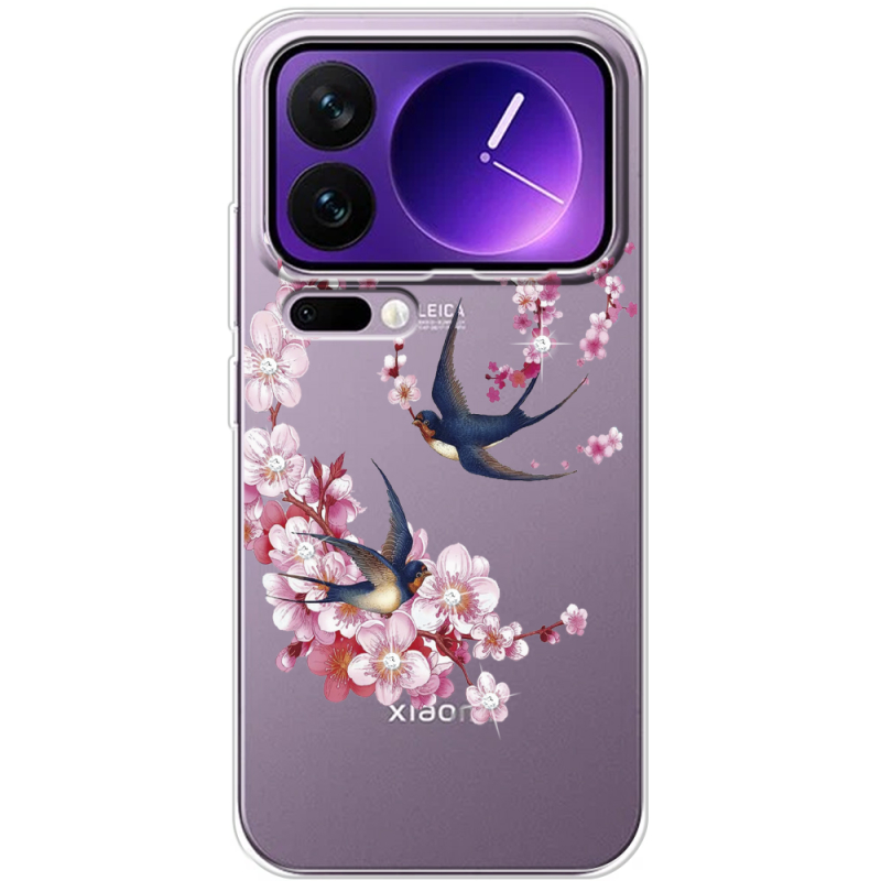 Чохол зі стразами Xiaomi 17 Pro Max Swallows and Bloom