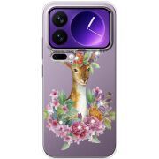 Чохол зі стразами Xiaomi 17 Pro Max Deer with flowers