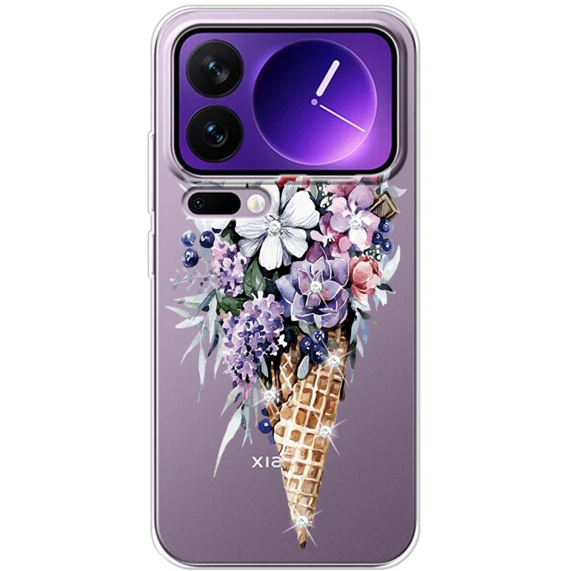 Чохол зі стразами Xiaomi 17 Pro Max Ice Cream Flowers