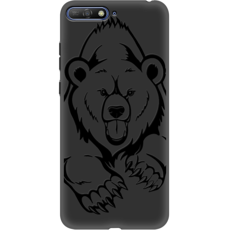Черный чехол Uprint Huawei Y6 2018 Grizzly Bear