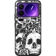 Чорний чохол BoxFace Xiaomi 17 Pro Max Skull and Roses