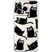 Прозорий чохол BoxFace ZTE Blade A76 4G с 3D-глазками Black Kitty