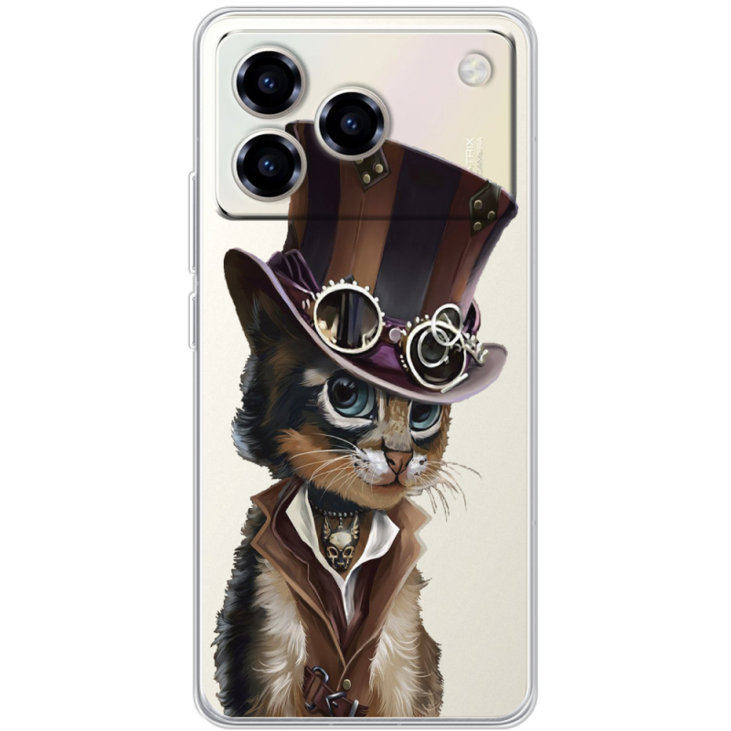 Прозорий чохол BoxFace ZTE Blade A76 4G Steampunk Cat