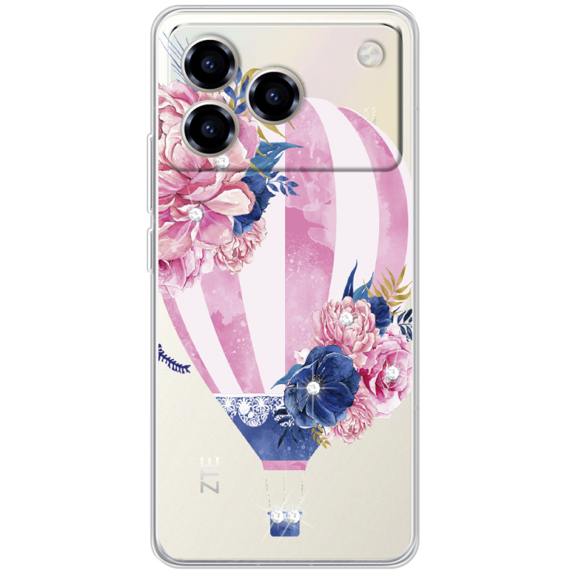 Чохол зі стразами ZTE Blade A76 4G Pink Air Baloon