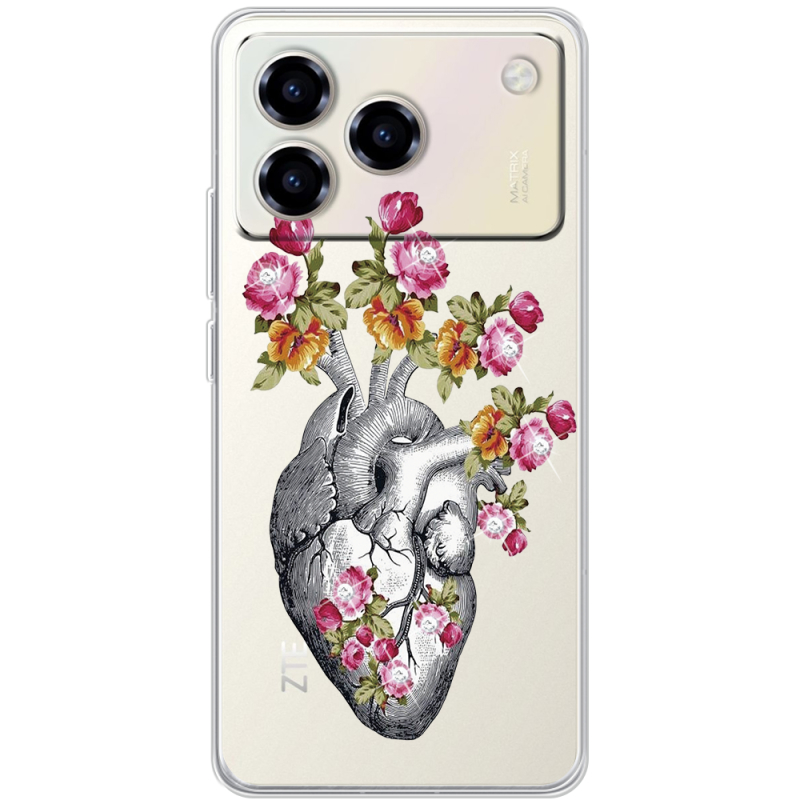 Чохол зі стразами ZTE Blade A76 4G Heart