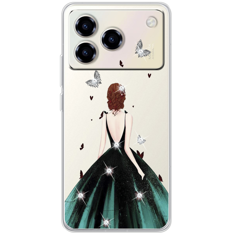 Чохол зі стразами ZTE Blade A76 4G Girl in the green dress