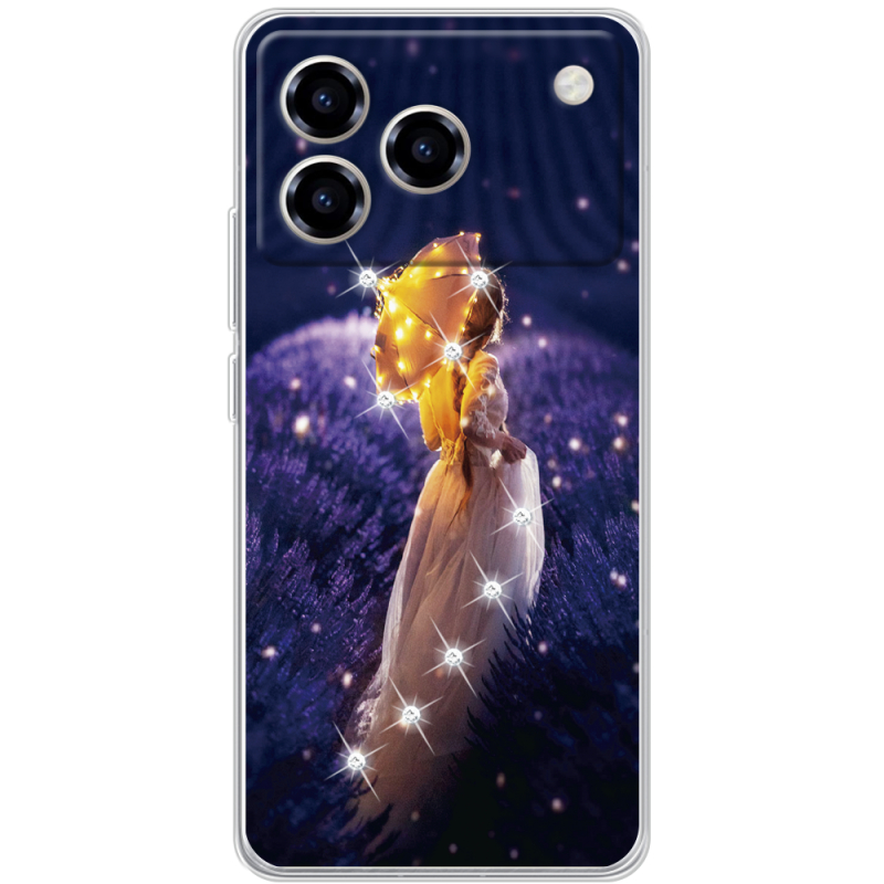 Чохол зі стразами ZTE Blade A76 4G Girl with Umbrella