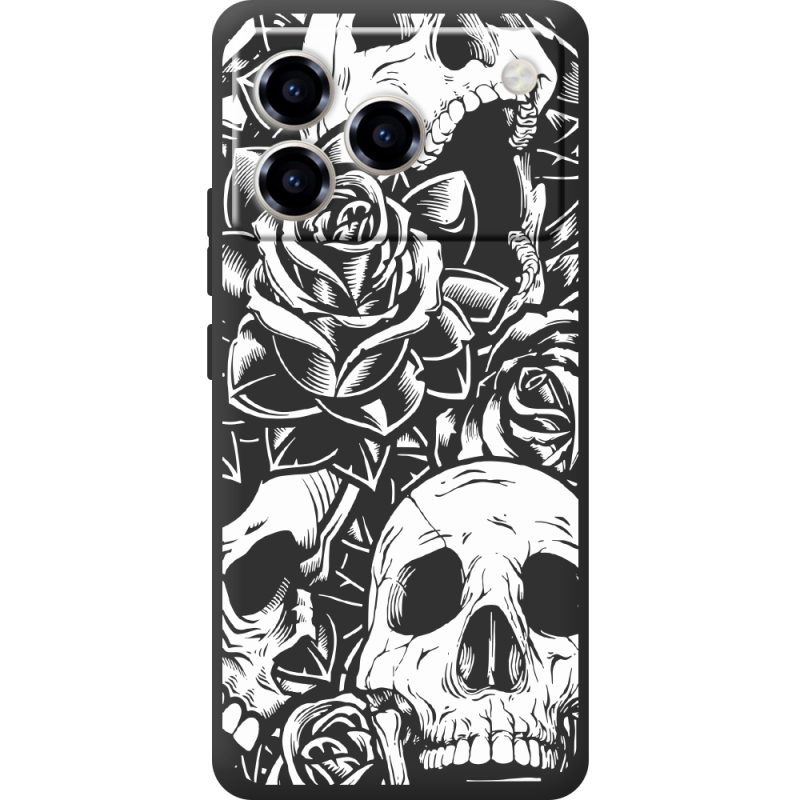 Чорний чохол BoxFace ZTE Blade A76 4G Skull and Roses