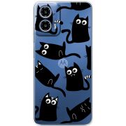 Прозорий чохол BoxFace Motorola Moto G35 с 3D-глазками Black Kitty