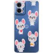 Прозорий чохол BoxFace Motorola Moto G35 с 3D-глазками Mouse