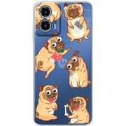 Прозорий чохол BoxFace Motorola Moto G35 с 3D-глазками Pug