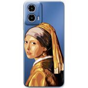 Прозорий чохол BoxFace Motorola Moto G35 Девушка с жемчужной серёжкой