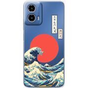 Прозорий чохол BoxFace Motorola Moto G35 Большая волна в Канагаве
