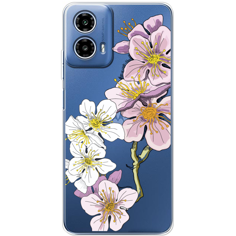 Прозорий чохол BoxFace Motorola Moto G35 Cherry Blossom