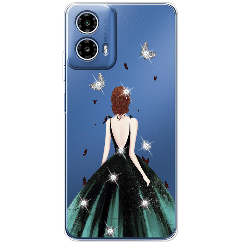 Чохол зі стразами Motorola Moto G35 Girl in the green dress