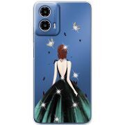Чохол зі стразами Motorola Moto G35 Girl in the green dress