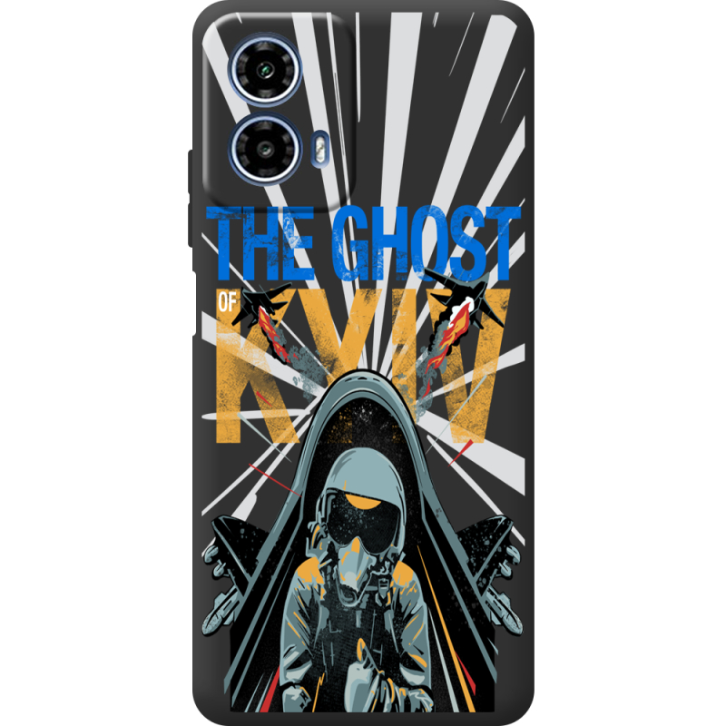 Чорний чохол BoxFace Motorola Moto G35 Привид Києва в дії