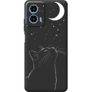 Чорний чохол BoxFace Motorola Moto G35 Місячний кіт