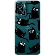 Прозорий чохол BoxFace Motorola G06 Power с 3D-глазками Black Kitty