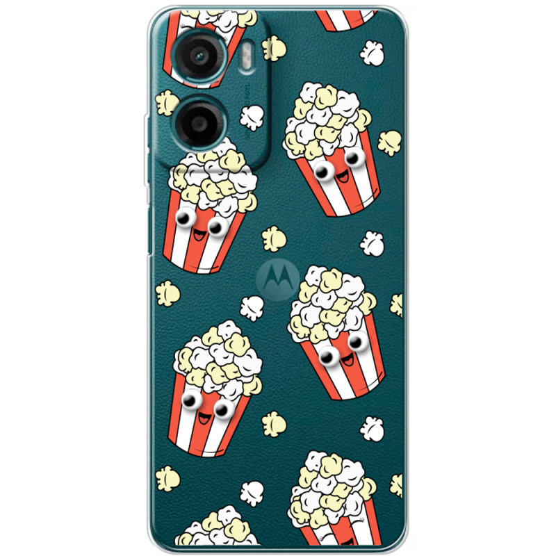 Прозорий чохол BoxFace Motorola G06 Power с 3D-глазками Popcorn