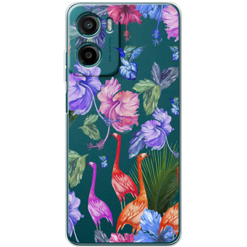 Прозорий чохол BoxFace Motorola G06 Power Flamingo