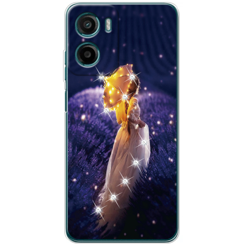 Чохол зі стразами Motorola G06 Power Girl with Umbrella