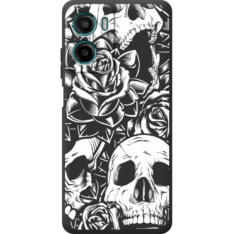 Чорний чохол BoxFace Motorola G06 Power Skull and Roses