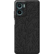 Чорний чохол BoxFace Motorola G06 Power Leaves