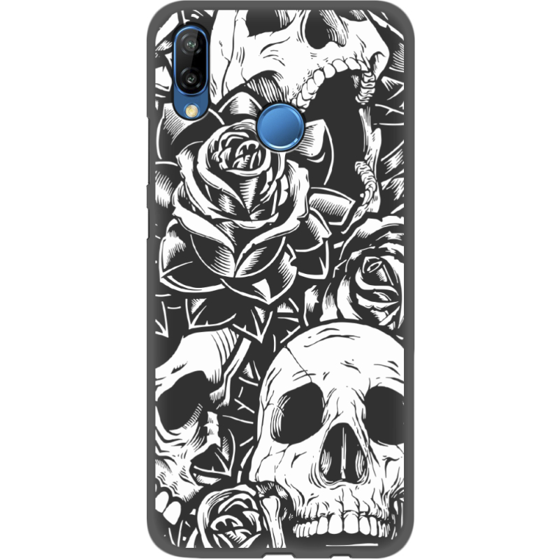 Черный чехол Uprint Huawei P20 Lite Skull and Roses