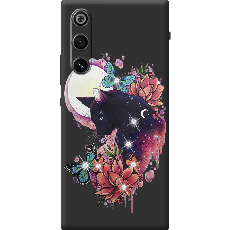 Чохол зі стразами ZTE Nubia Redmagic 10 Air Cat in Flowers