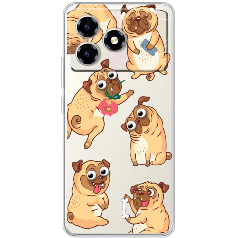 Прозорий чохол BoxFace ZTE Blade A36 с 3D-глазками Pug