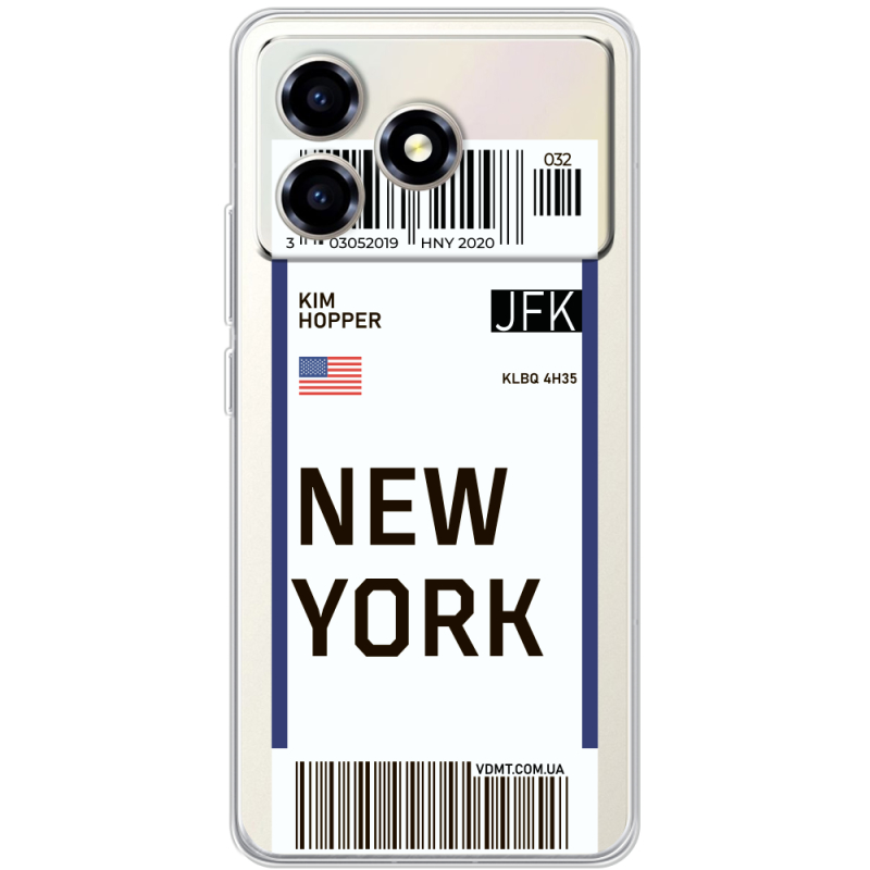 Прозорий чохол BoxFace ZTE Blade A36 Ticket New York