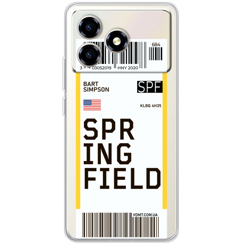 Прозорий чохол BoxFace ZTE Blade A36 Ticket Springfield