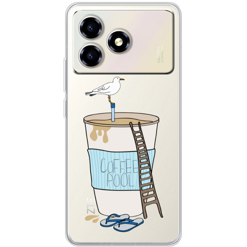 Прозорий чохол BoxFace ZTE Blade A36 Segull in Cofee Pool