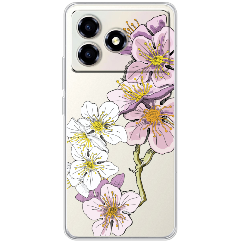 Прозорий чохол BoxFace ZTE Blade A36 Cherry Blossom