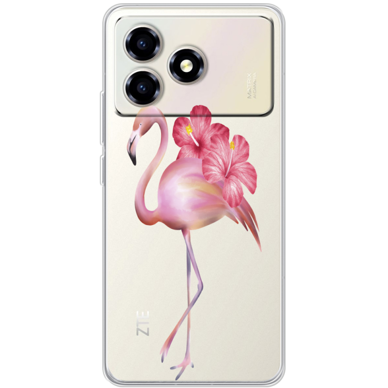 Прозорий чохол BoxFace ZTE Blade A36 Floral Flamingo