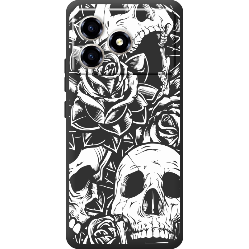 Чорний чохол BoxFace ZTE Blade A36 Skull and Roses