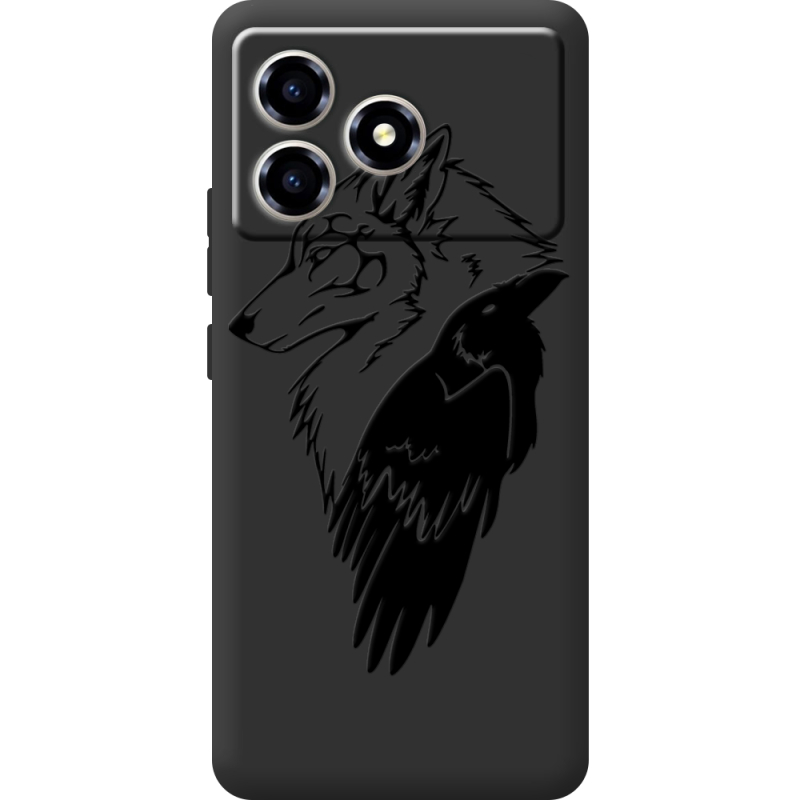 Чорний чохол BoxFace ZTE Blade A36 Wolf and Raven
