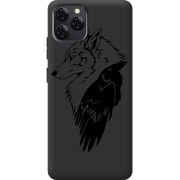 Чорний чохол BoxFace Blackview A95 Wolf and Raven