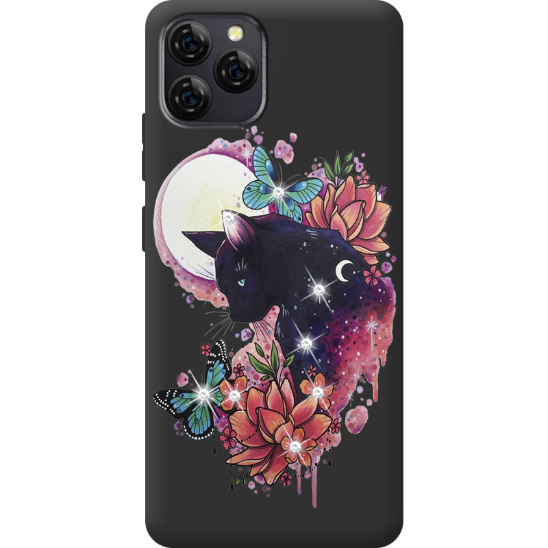 Чохол зі стразами Blackview A95 Cat in Flowers