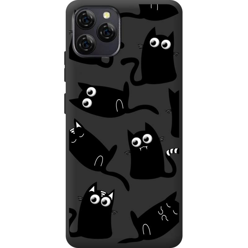 Прозорий чохол BoxFace Blackview A95 с 3D-глазками Black Kitty