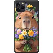 Прозорий чохол BoxFace Blackview A95 Капибара з квітами