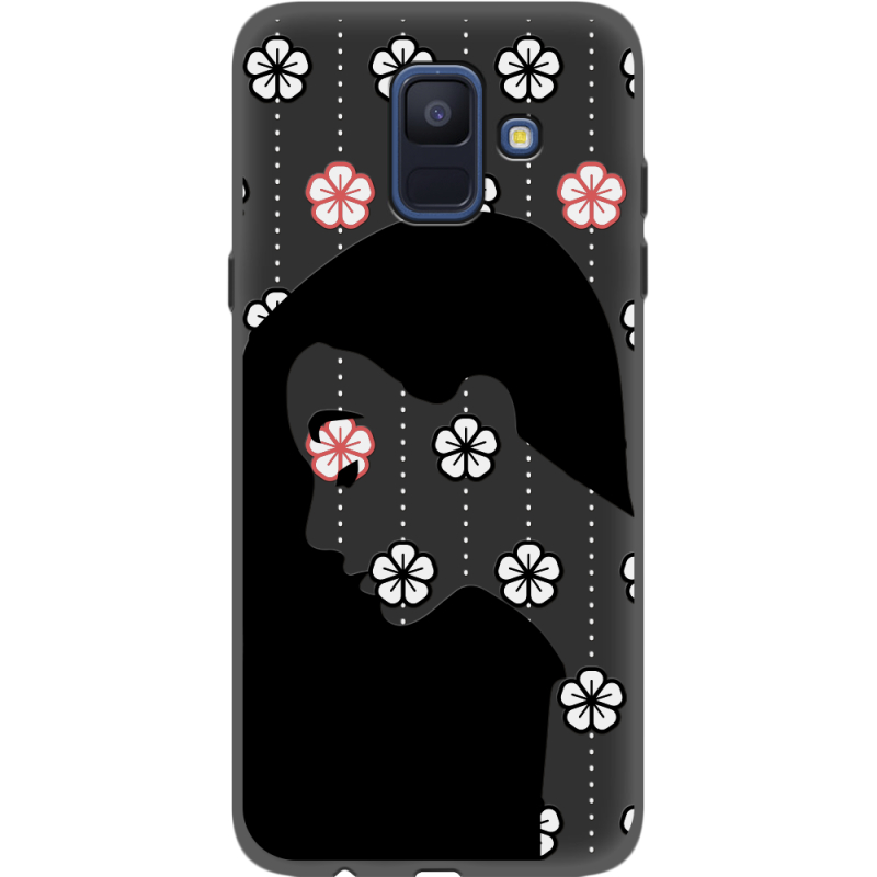 Черный чехол Uprint Samsung A600 Galaxy A6 2018 Flower Hair