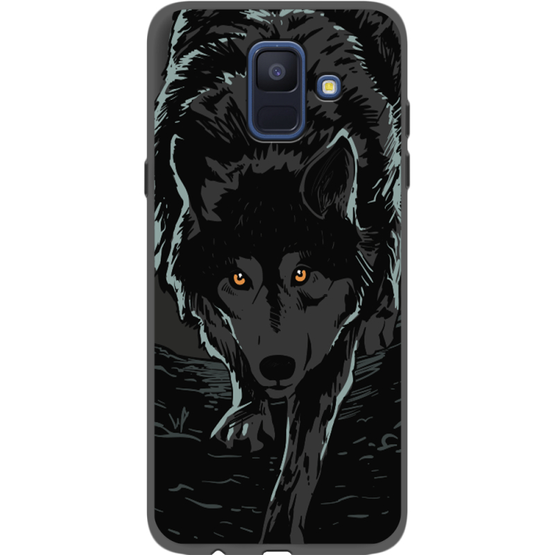 Черный чехол Uprint Samsung A600 Galaxy A6 2018 Wolf