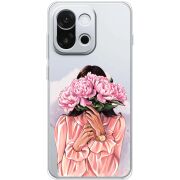 Прозорий чохол BoxFace OnePlus 13T Девушка с Пионами