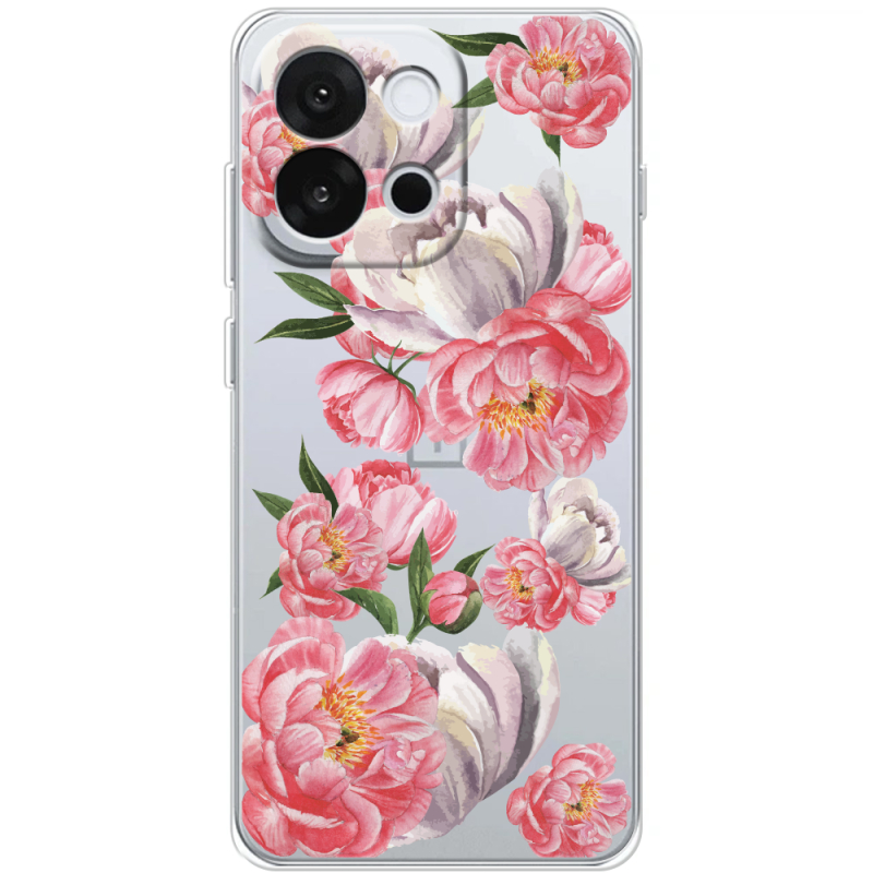 Прозорий чохол BoxFace OnePlus 13T Peony Watercolor Style